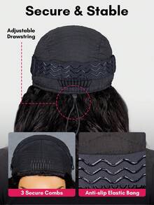 QUICK WEAR 9am Hair Store 即戴即用半假发，预造型卷发棒卷曲/蓬松直发，灵活贴合，三合一半假发，带抽绳，自然发际线，无缝设计，新手友好，即戴即用，无需胶水，真人发假发，预先拔毛发际线，180%密度，16-26英寸常规尺寸，自然色，未经加工的处女发，情人节真人发无蕾丝假发，自然无胶假发，适合浪漫约会，女士真人发假发 - SNatural - 查看 12