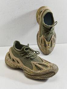 SHUZIA #UrbanTech 男士袜套式泼墨笼运动鞋 – 大胆的泼墨设计，透气舒适，引领潮流 - 橄欖綠 - 查看 5