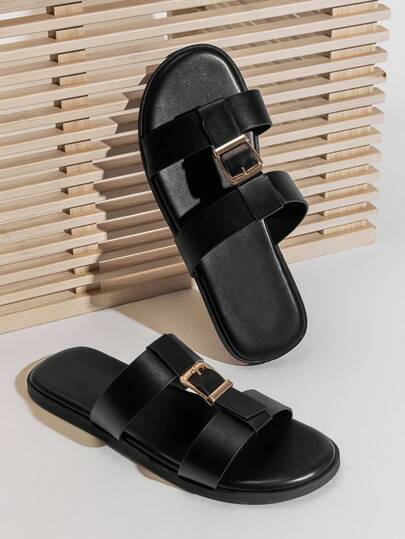 SHUZIA Men's Matte Faux Leather Black Closed-Toe Fisherman Sandals – Sculpted Weave Straps & Cushioned All-Day Comfort