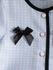 Elladie kids 1 chiếc đầm ngắn tay xếp ly, trang trí nơ, dành cho bé gái tuổi teen, mùa hè. - Màu xanh lam - Xem 7