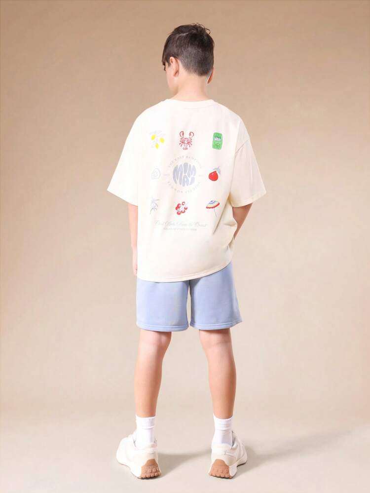 Oversized T-Shirt And Shorts Set With Miami Graphics
