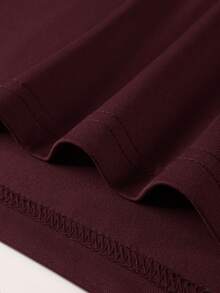 Manfinity Homme 男士印花圆领休闲百搭短袖T恤 - 酒紅色 - 查看 5