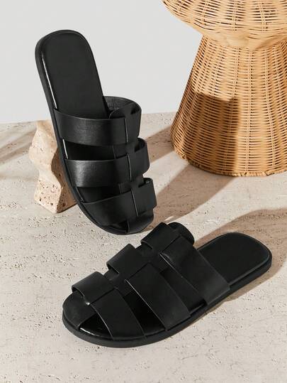 SHUZIA #RelaxStep Men's Closed-Toe Premium Faux Leather Black Fisherman Clog Slides – Easy Everyday Comfort From Yacht To Beach