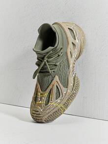 SHUZIA #UrbanTech 男士袜套式泼墨笼运动鞋 – 大胆的泼墨设计，透气舒适，引领潮流 - 橄欖綠 - 查看 6