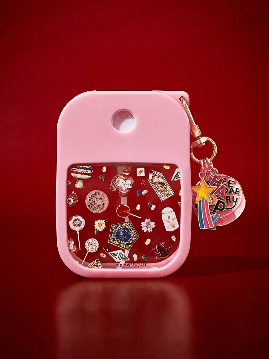 FanGlow HARRY POTTER X SHEIN 1pc 38ml Pink Full-Screen Flower-Shaped Candy Cake Spray Bottle, Equipped With A Silicone Protective Cover And A Rainbow Star Hagrid Cake Combo Keychain, Is Convenient To Carry And Suitable For Travel Use. - Pink - View 1