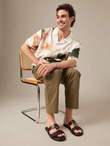 SHUZIA 男士哑光仿皮咖啡色闭趾渔夫凉鞋 – 雕花编织鞋带，全天候舒适缓震 - 咖啡棕 - 查看 5