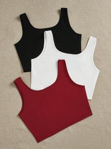 SHEIN Comfortcana Bộ 3 áo hai dây cỡ lớn dành cho nữ, kiểu dáng thường ngày, in hình quả anh đào, thắt nơ và đính đá giả, thích hợp cho mùa hè. - Nhiều màu - Xem 2