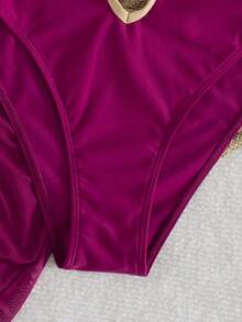 Swim Vcay Summer Vacation Sexy Fashion Tie-Dye Hollow Deep V-Neck One-Piece Swimsuit And Detachable Drawstring Mesh Cover-Up Skirt 2-Piece Swimsuit Set - Multicolor - View 5