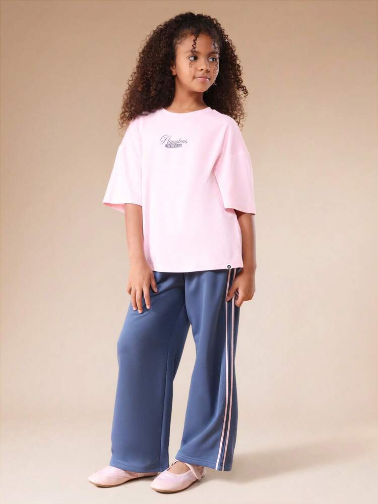 Oversized T-Shirt And Wide Leg Pants Set With Print