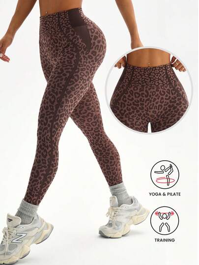 Dewbera 1 st sömlösa, sexiga leopardmönster, sidorand, fitness, träning, löpning, yogaleggings för kvinnor