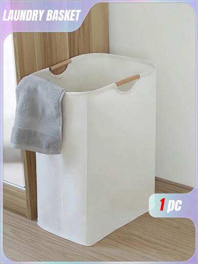 One Solid Color Laundry Basket, White Handheld Foldable Laundry Basket, Suitable For Household Laundry Of Dress Pants, Shoes, Jeans, Boots, Skirts, Etc. Also Suitable As A Bathroom Storage Basket, Foldable Laundry Basket.