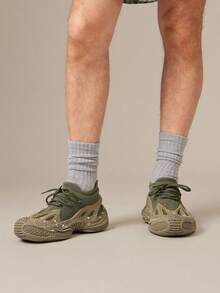 SHUZIA #UrbanTech 男士袜套式泼墨笼运动鞋 – 大胆的泼墨设计，透气舒适，引领潮流 - 橄欖綠 - 查看 3