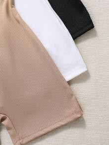 SHEIN Sparklyn 三件套少女休闲连体裤套装，包括一件纯色针织连体衣，饰有马匹刺绣细节，经典无袖款式，适合夏季、春秋季穿着。 - 彩色 - 查看 5