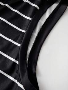 GlowEve CURVE Áo vest cỡ lớn với dây chuyền kim loại trang trí kẻ sọc, phù hợp cho các dịp thường ngày, đi làm, du lịch, lễ hội âm nhạc và các sự kiện khác, mùa xuân/hè/thu. - Đen và trắng - Xem 6