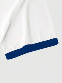 Manfinity Hypemode Men's Contrast Trim Letter & Graphic Print Round Neck Short Sleeve T-Shirt Ringer T Shirt Men Men T-Shirt Color Block T-Shirt Letter Print T-Shirt - Multicolor - View 5