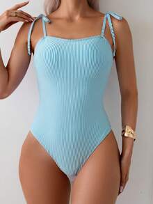 Swim Vcay 1 bộ đồ bơi liền thân nữ họa tiết sọc, dây xoắn - Màu xanh bạc hà - Xem 7