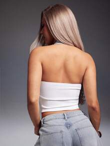 Denimoi Mixed Media Denim And Rib Knit Top Sexy Top Fashionable Streetwear Concert Outfits Denim Tops - Light Wash - View 4