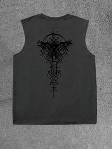 Manfinity LEGND Men's Eagle Print Round Neck Casual Versatile Tank Top - Dark Grey - View 4