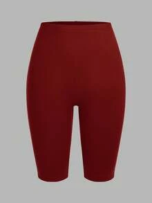 SHEIN EZwear 3件套黑色、酒红色、白色休闲针织紧身女式短款打底裤，夏季 - 彩色 - 查看 3