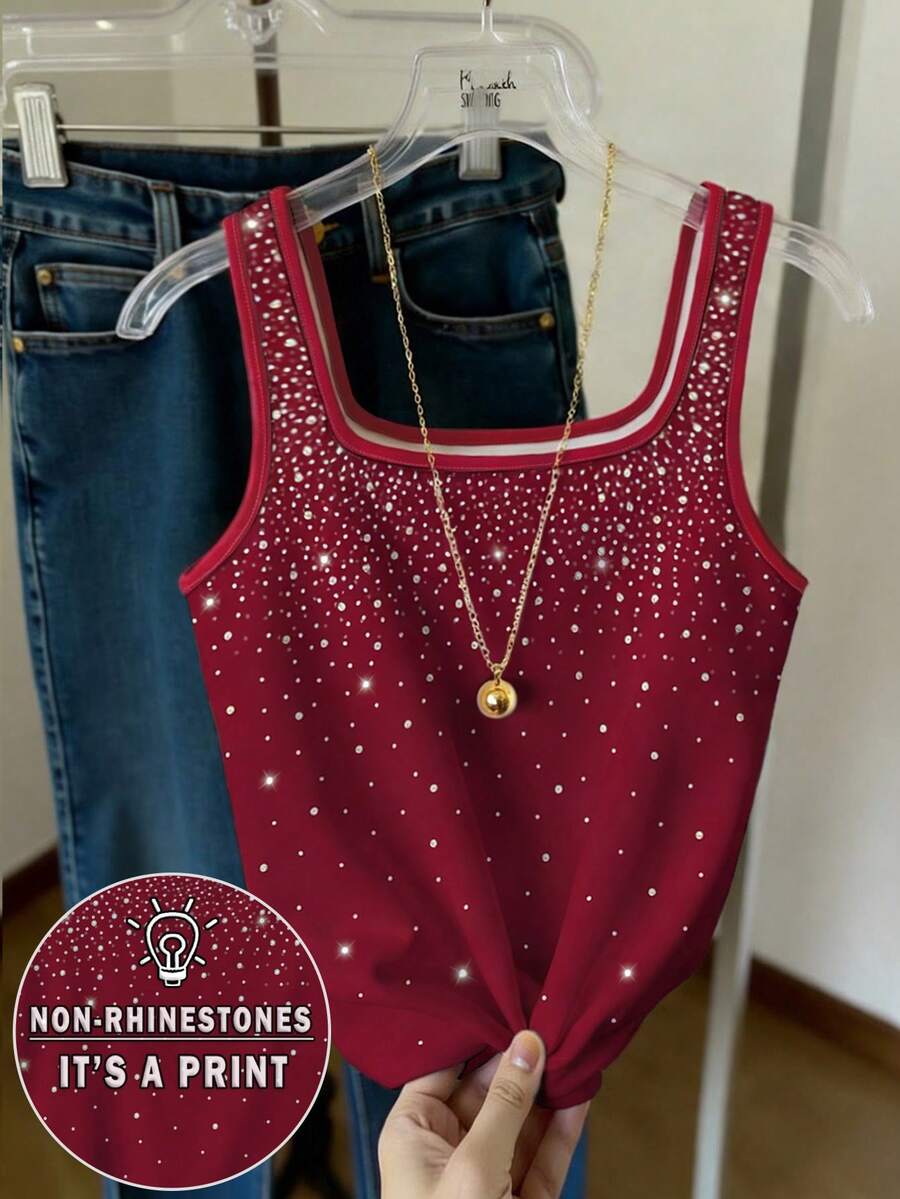 Resyla New Arrival Best-Selling Women's Print Contrast Striped Slim Fit Tank Top,A Great Gift For Friends - Multicolor - View 1