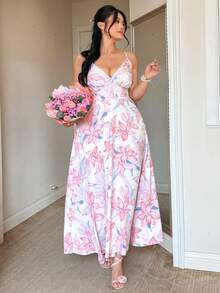 FleurLily Vestido sin mangas con estampado floral elegante talla grande, para verano - Multicolor - Ver 7
