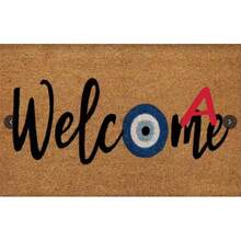 1pc Evil Eye Welcome Doormat - Anti-Slip & Anti-Dirt Machine Washable Polyester Mat, 0.39inch Thick 800g/M² Low Pile Indoor Entryway Mat With Blue & White Protective Design For Home Decor, Indoor Welcome Mat | Evil Eye Design | Durable Doormat, Welcome Mat For Front Door - Multicolor - View 11