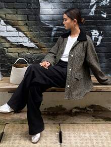 DAZY Women's Leopard Print Denim Button Jacket - Brown - View 3