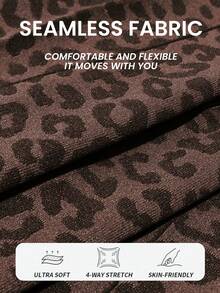 Dewbera H1202 Brown Leopard Print Elastic Criss-Cross Backless Seamless Sports Jumpsuit - Brown - View 7