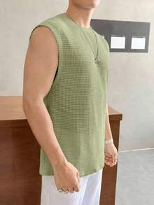 SWAVVY Women's Casual Crew Neck Pullover Blouse, Versatile For Daily Wear Men's Casual Tops Men Tops Sleeveless Mesh Men Top Men's Sleeve Less T Shirts Men Summer Top - Green - View 5