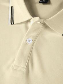 Manfinity Mode Áo polo nam tay ngắn in hình chim mòng biển, kiểu dáng thường ngày, thích hợp cho mùa hè. - Vàng nhạt - Xem 6