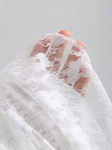 Sweetra 优雅蕾丝褶裥设计法式风情优雅春季新款不对称下摆女裙 - 白色 - 查看 6