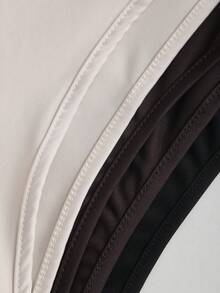 Sweetra 3pcs/Set Bodysuit Wanita Musim Panas Basic Sehari-hari Slim Fit Leher Persegi Lengan Pendek, Aprikot, Cokelat Kopi dan Hitam, Minimalis Serbaguna untuk Perjalanan Sehari-hari - MultiWarna - View 5