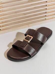 SHUZIA 男士哑光仿皮咖啡色闭趾渔夫凉鞋 – 雕花编织鞋带，全天候舒适缓震 - 咖啡棕 - 查看 6