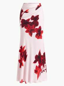 ZEYLAH 优雅褶皱美人鱼长裙，春夏款 - 粉色 - 查看 1