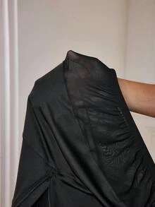 Slayform 休闲百搭黑色网眼拼接立领拉链半开襟长袖卫衣 - 黑色 - 查看 8