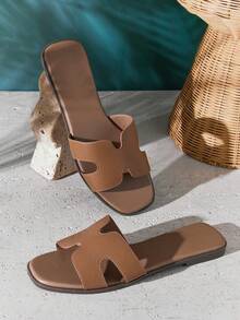 SHUZIA Dép xỏ ngón hở mũi kiểu dáng sang trọng bán chạy nhất mọi thời đại dành cho nữ bằng da PU màu ô liu vượt thời gian - Màu xanh Ô liu - Xem 6