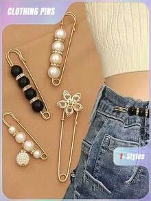 4pcs/Set Aluminum Alloy Waist Buckle & Pin Set, Modern Rhinestone & Butterfly Decor Waist Accessory Set For Household Valentine's Day, Valentines Wedding, Birthday,Wedding Items,Brooch - Multicolor - View 6