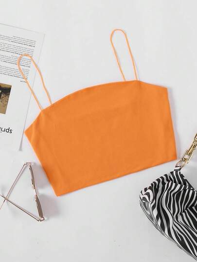 SHEIN Unity Solid Slim Cami Crop Top