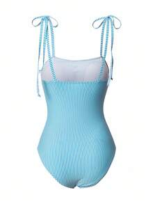 Swim Vcay 1 bộ đồ bơi liền thân nữ họa tiết sọc, dây xoắn - Màu xanh bạc hà - Xem 6