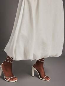 NYA SZN Dress Sleeveless Halter Neck Thin Strap Keyhole Loose Flowy White Bubbble Hem Cold Weather Warm Weather Easter Spring Summer Event Bridal Wedding Occasion Event Party Maxi Length Outfits For Women - White - View 6