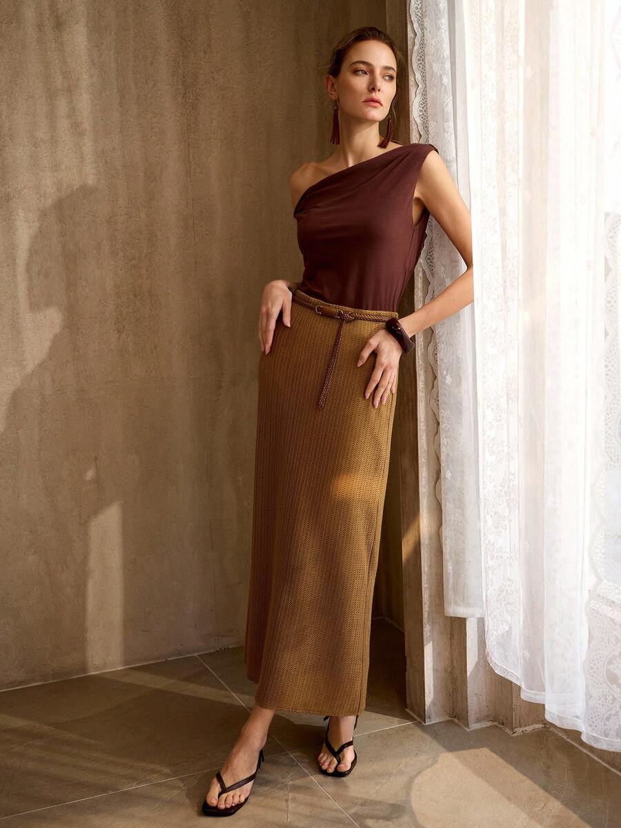 MOTF PREMIUM TEXTURED HOLLOW-OUT FABRIC LONG SKIRT, VINTAGE STYLE, SPRING/SUMMER