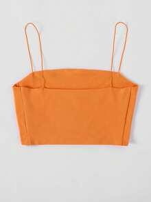SHEIN Unity Solid Slim Cami Crop Top - Orange - View 2