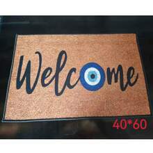 1pc Evil Eye Welcome Doormat - Anti-Slip & Anti-Dirt Machine Washable Polyester Mat, 0.39inch Thick 800g/M² Low Pile Indoor Entryway Mat With Blue & White Protective Design For Home Decor, Indoor Welcome Mat | Evil Eye Design | Durable Doormat, Welcome Mat For Front Door - Multicolor - View 13