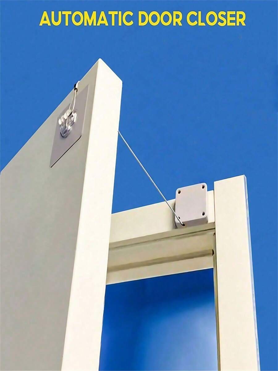 500/800/1000/1200G重力免钻自动闭门器，拉式缓冲绳式自动闭门器，黑白相间，家居装饰，家居必需品 - 彩色 - 查看 1
