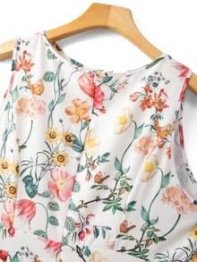 SHEIN Clasi 大码女式早春彩色碎花优雅A字收腰连衣裙 - 彩色 - 查看 5