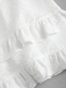 Sweetra 女士无袖方领甜美蝴蝶结少女风法式芭蕾乡村休闲时尚连体裤，春夏款 - 白色 - 查看 6