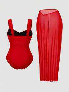 Swim Oasis 2026 New Red Casual Vacation One Piece Swimsuit - Red - View 2