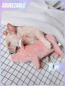 1pc Pink Cute Lifelike Simulation Pig/Cat/Dog Toy For Stress Relief - Pink - View 1