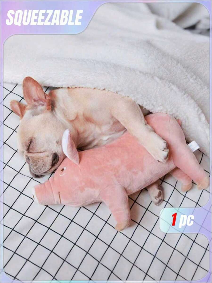 1pc Pink Cute Lifelike Simulation Pig/Cat/Dog Toy For Stress Relief - Pink - View 1