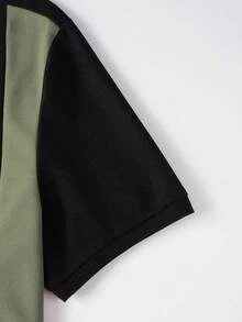 Manfinity Homme 男士撞色半拉链休闲百搭短袖Polo衫，夏季男士穿搭，男士夏季时尚 - 彩色 - 查看 5